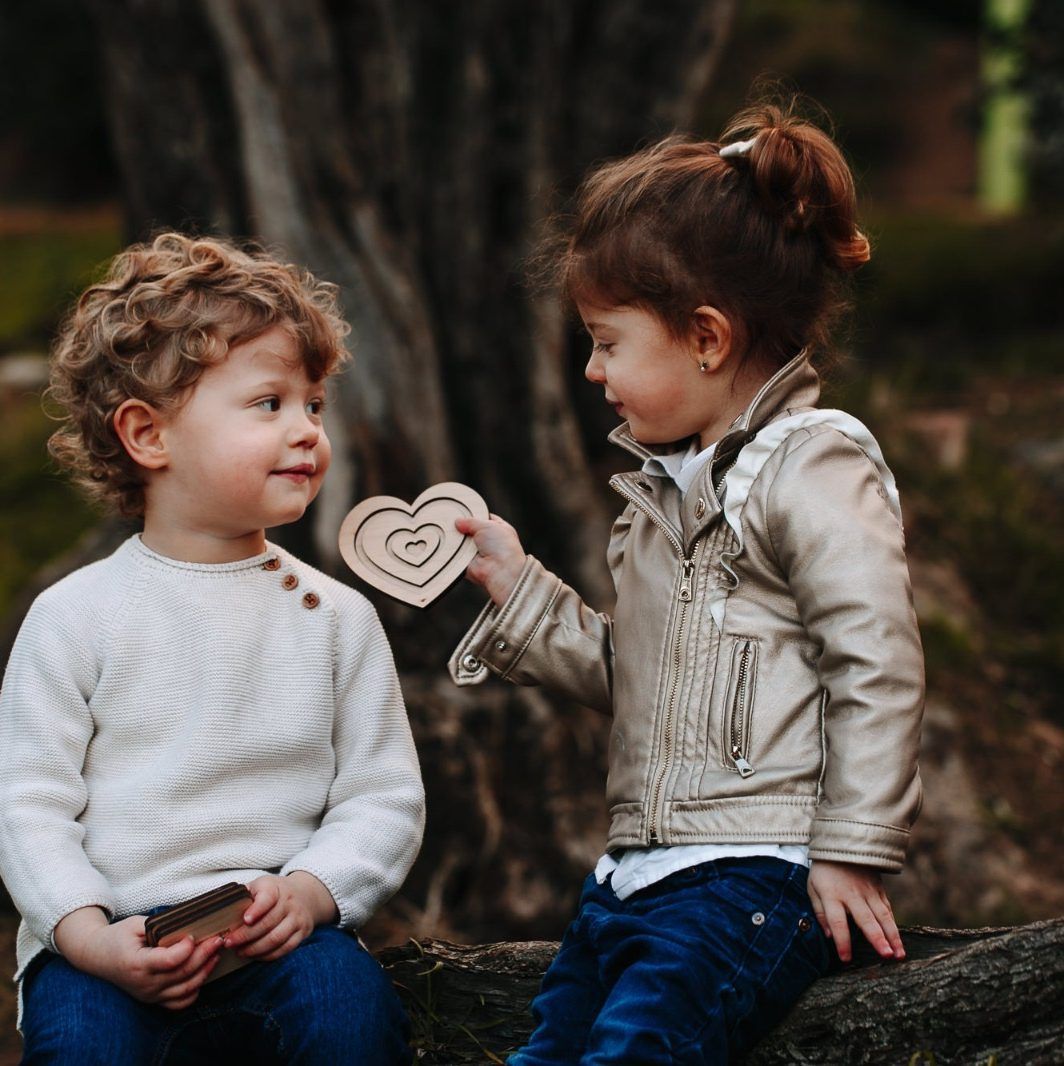 Corazón de madera para niños encajable - TWINS