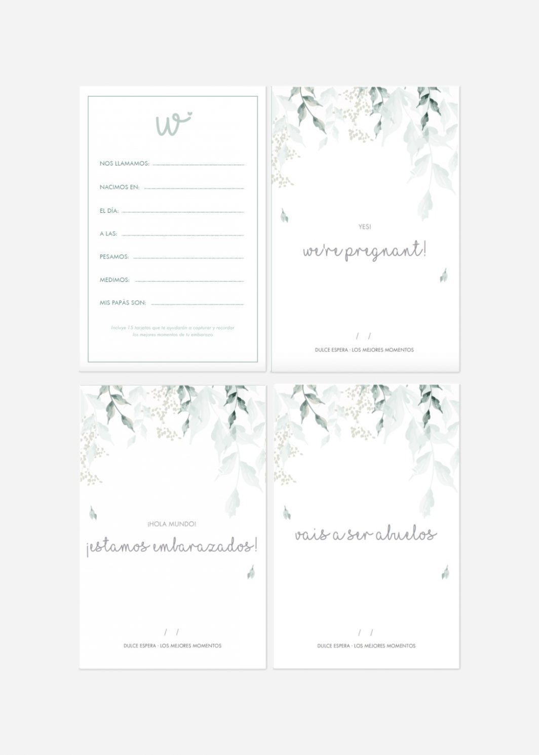 Tarjetas Seguimiento Embarazo - Dulce Espera Mejores Momentos TWINS BCN LETTERS