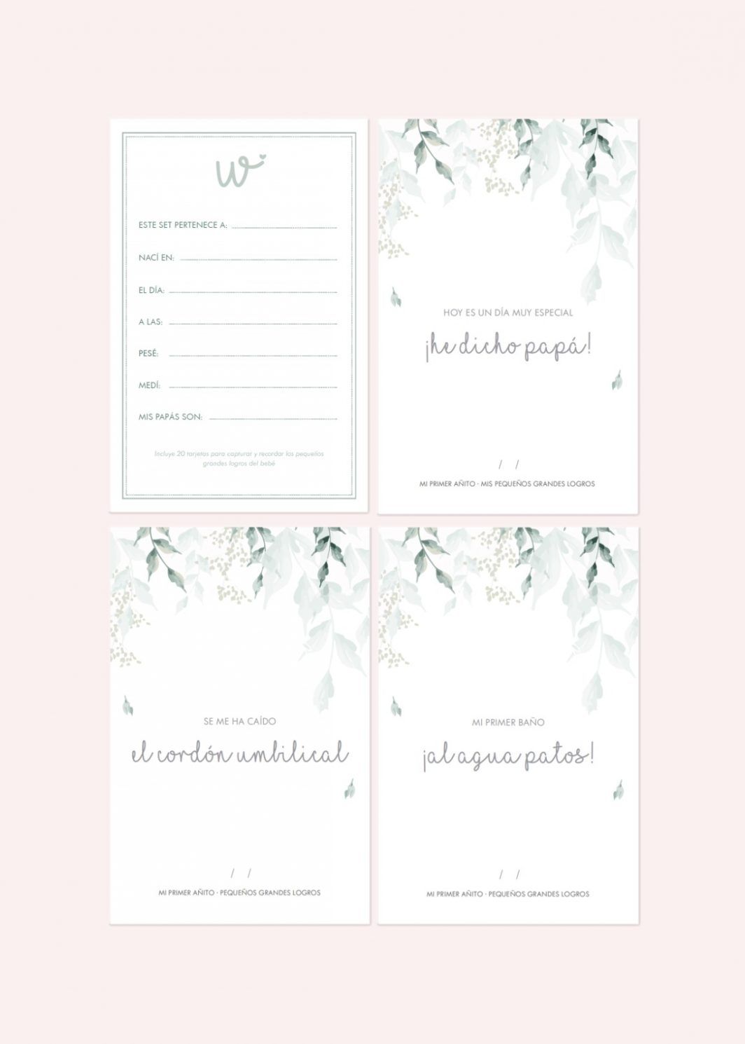 Tarjetas Seguimiento - Mi primer añito Bebé Grandes Logros TWINS