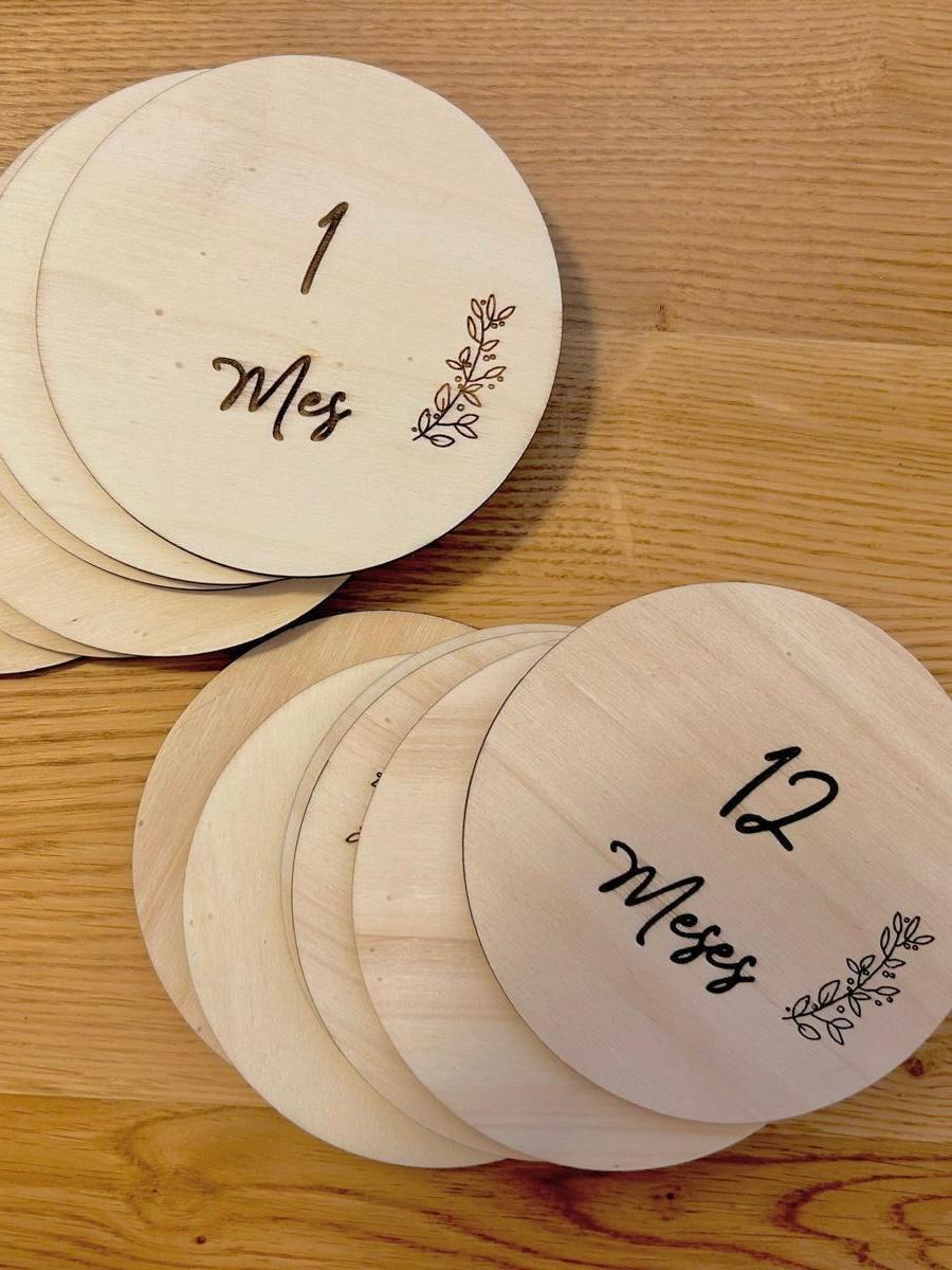placas madera cumplemes twins barcelona - bebe regalo