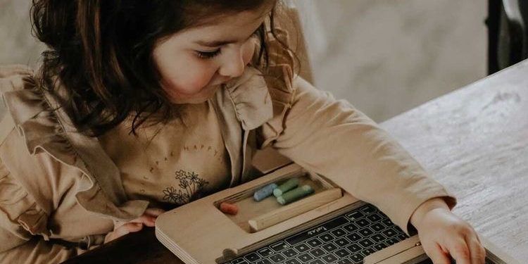 Ordenador portátil madera twins mumaoi juguetes educativos montessori