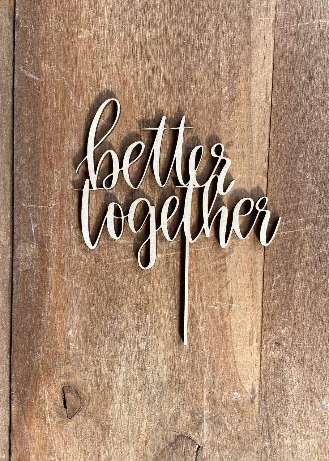 caketopper de madera better together para pastel de boda o cumpleaños mellizos