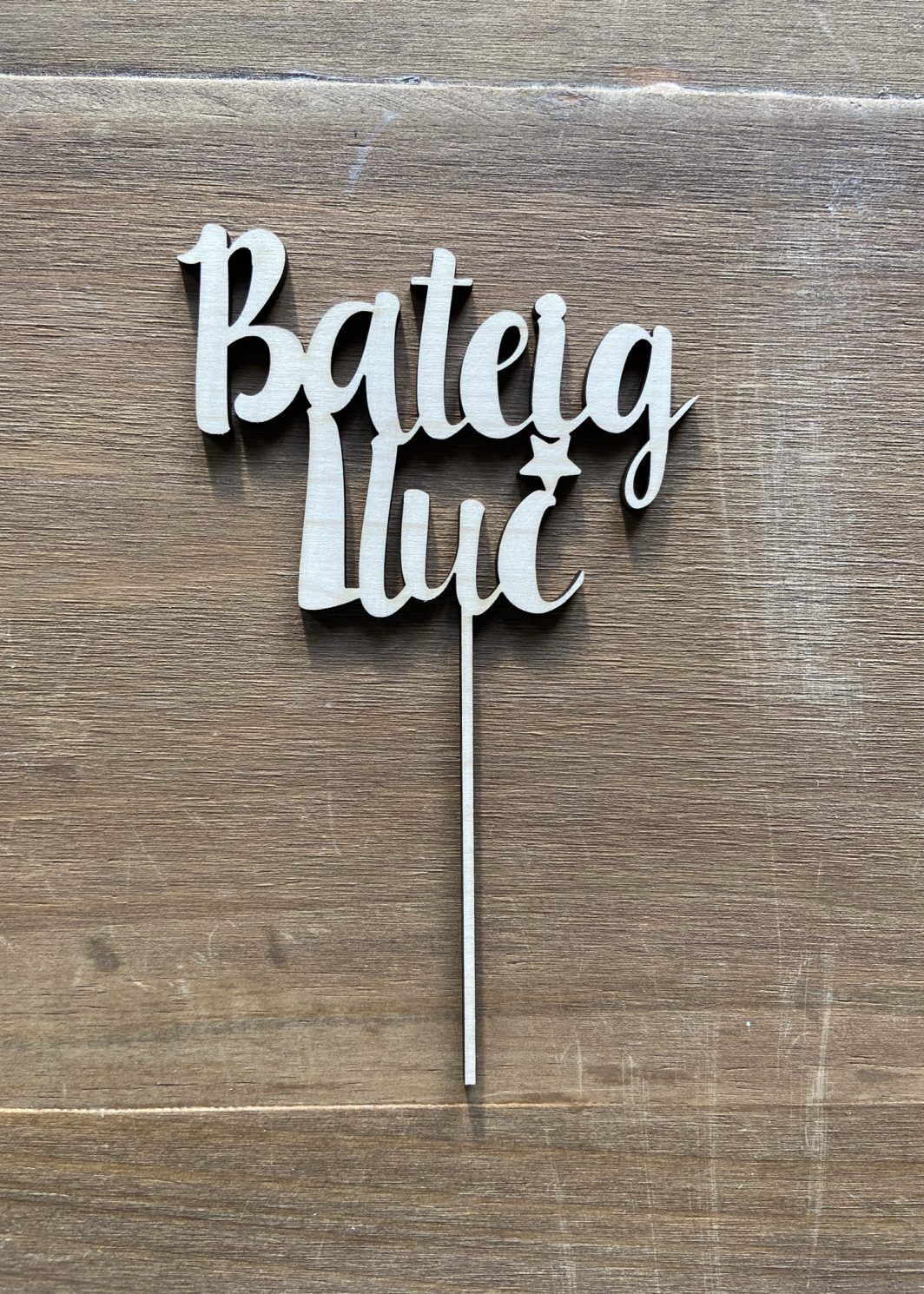 caketopper personalizado bautizo madera nombre TWINS