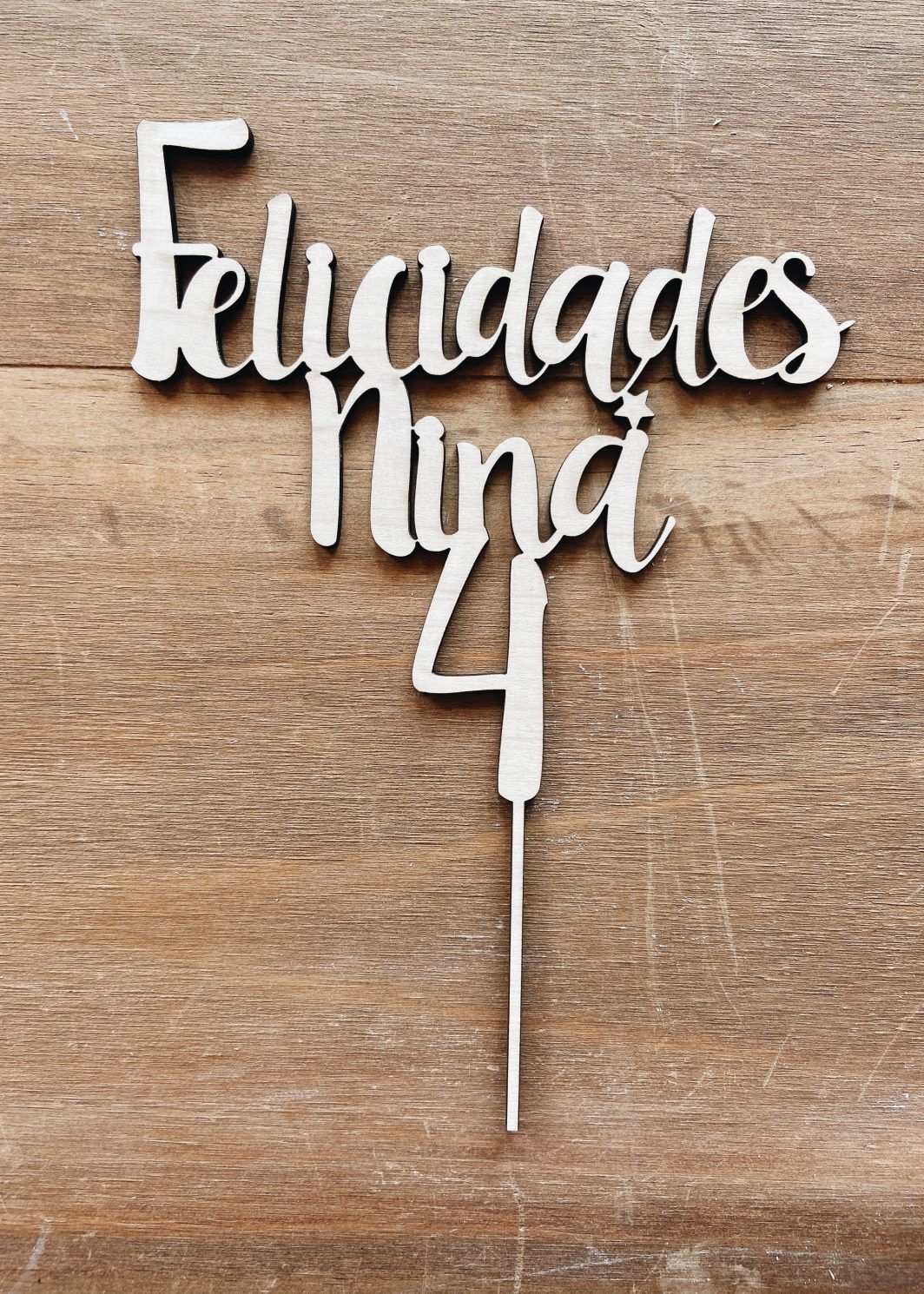 caketopper personalizado bautizo madera nombre TWINS