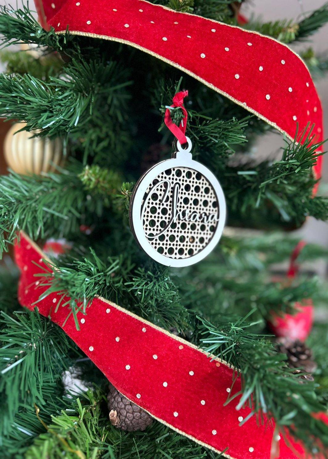 bolas personalizadas madera árbol navidad ratana