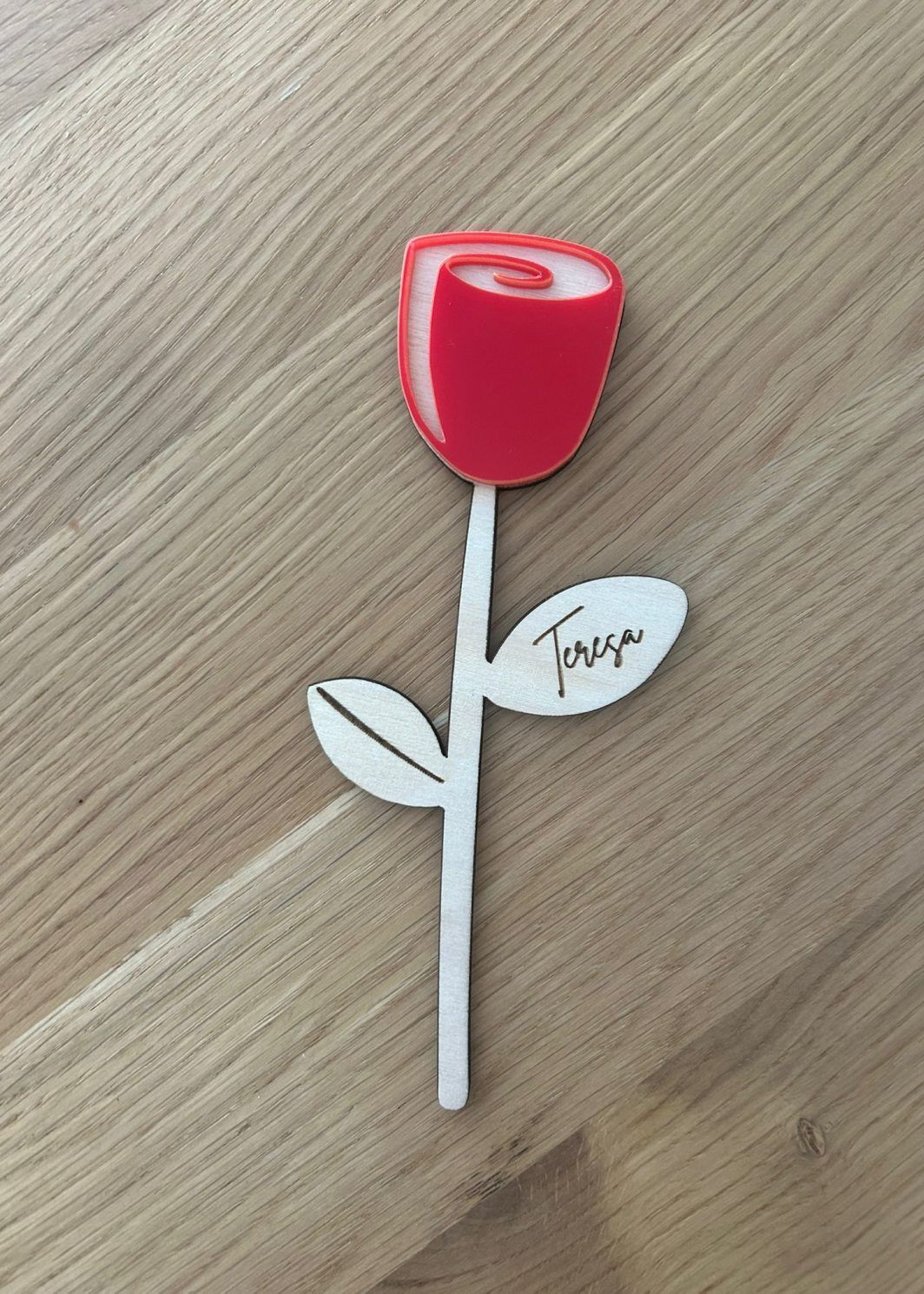 Rosa personalizada madera Diada Sant Jordi